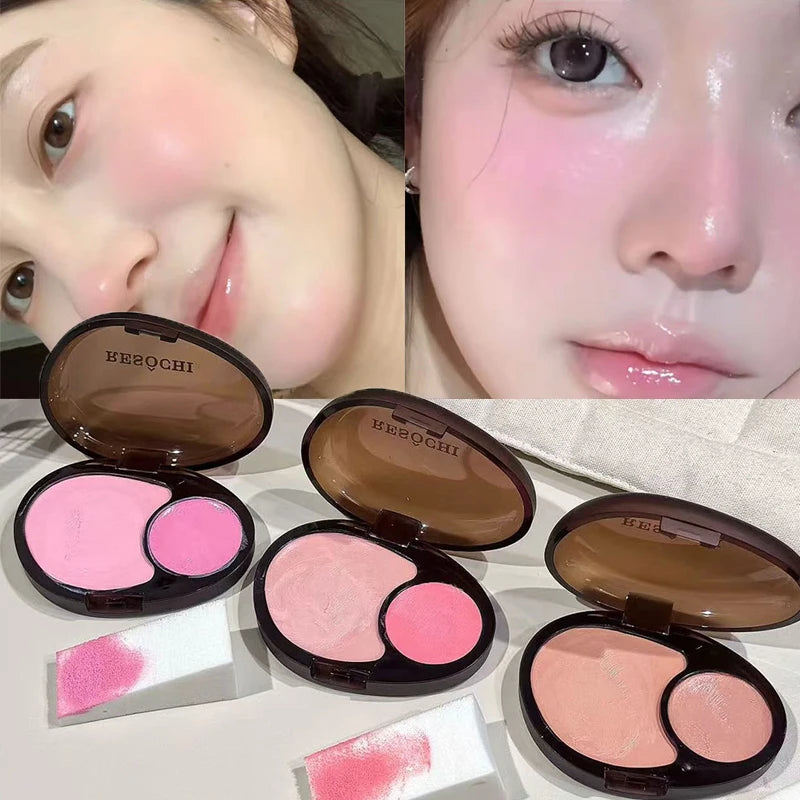 1Pc Two-Color Pink and Tender Jelly Gloss Blush Ointment Purple Waterproof Long Lasting Low Saturation Korean Blush Makeup Cream