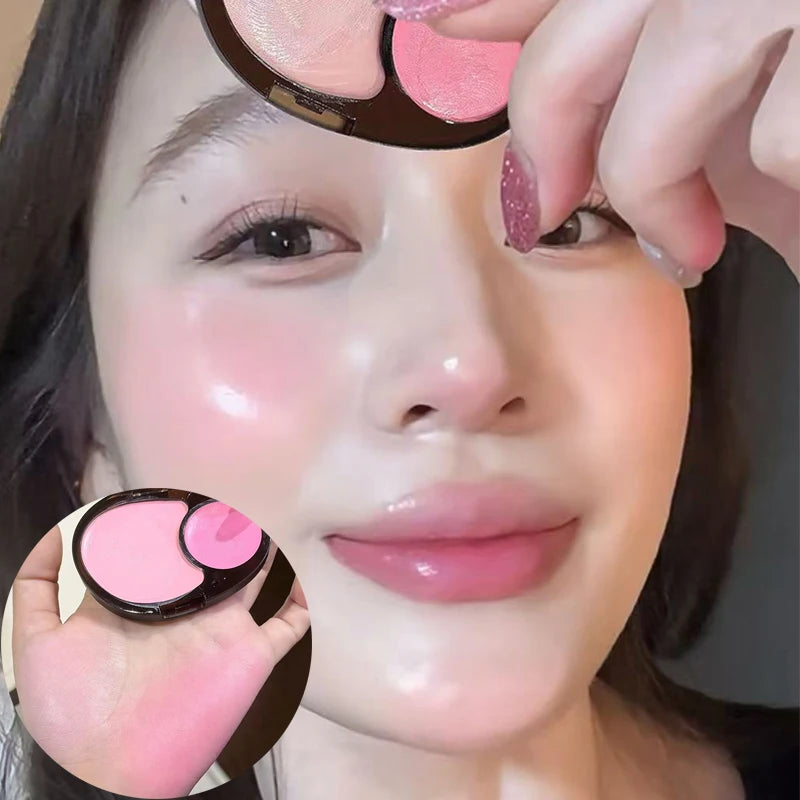 1Pc Two-Color Pink and Tender Jelly Gloss Blush Ointment Purple Waterproof Long Lasting Low Saturation Korean Blush Makeup Cream