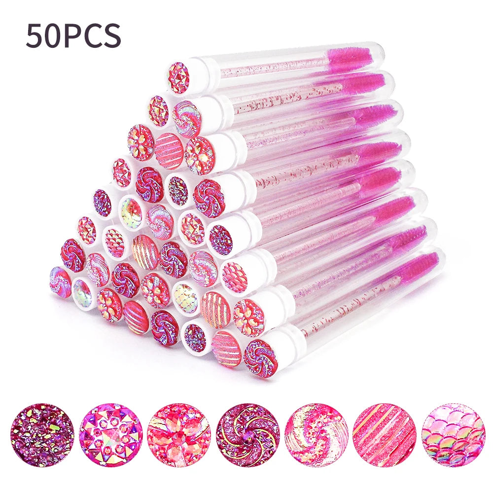 10/50Pcs Disposable Eyelash Brush Reusable Eyelashes Brush Tube Mascara Wands Tubes Dust-Proof Lash Spoolies Storage Makeup Tool