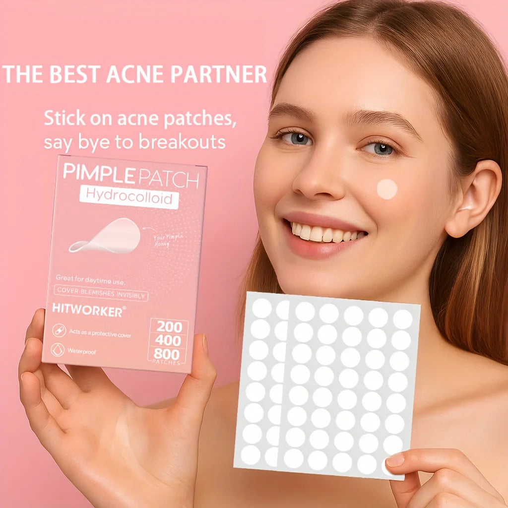 HITWORKER 800-Piece Acne Patches | Hydrocolloid round Acne Patches | Powerful Absorption of Acne Secretions, Gentle Cleansing An
